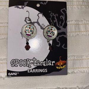 GANZ Silver and Black Skull Earrings
